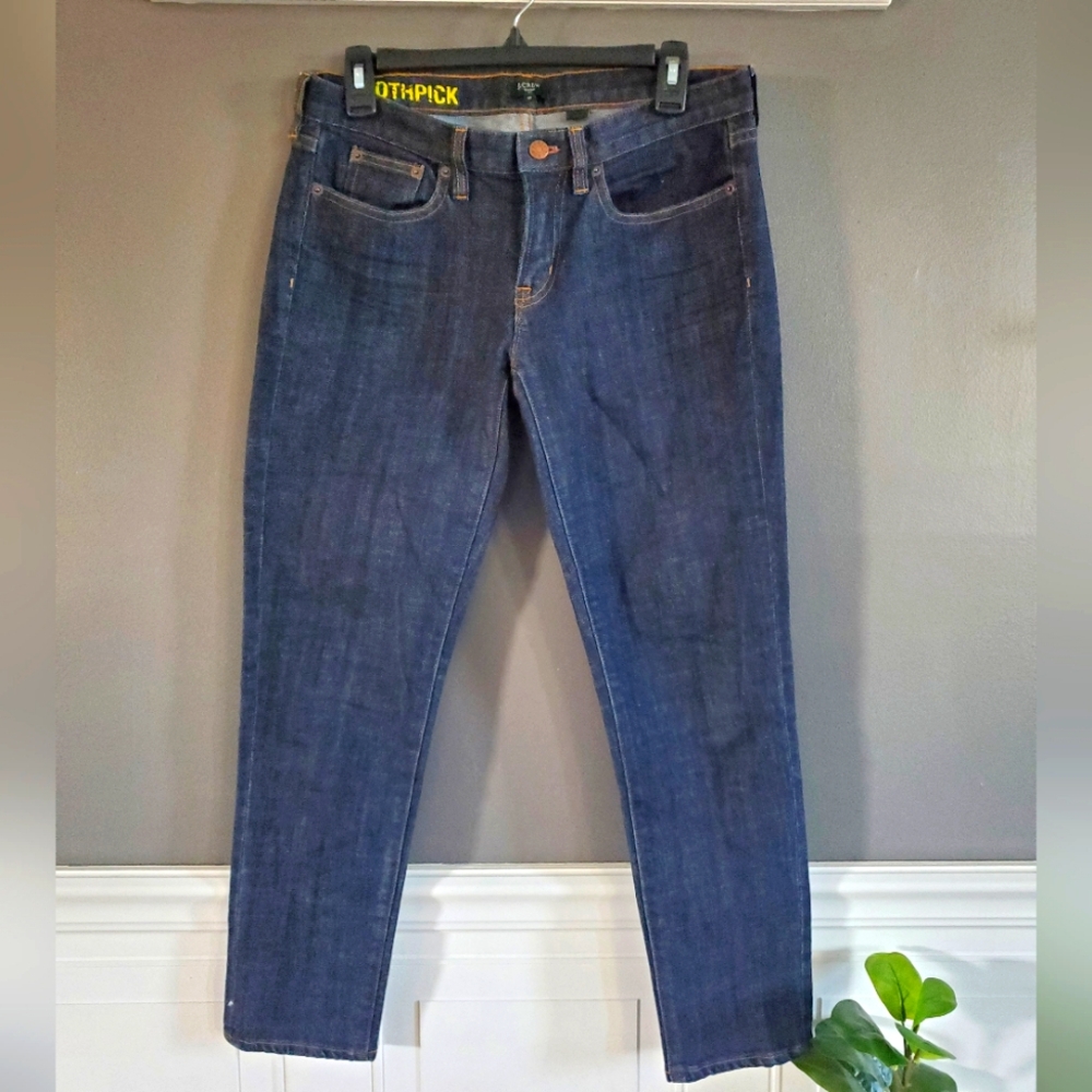 J. CREW Toothpick Dark Wash Ankle Jeans 28